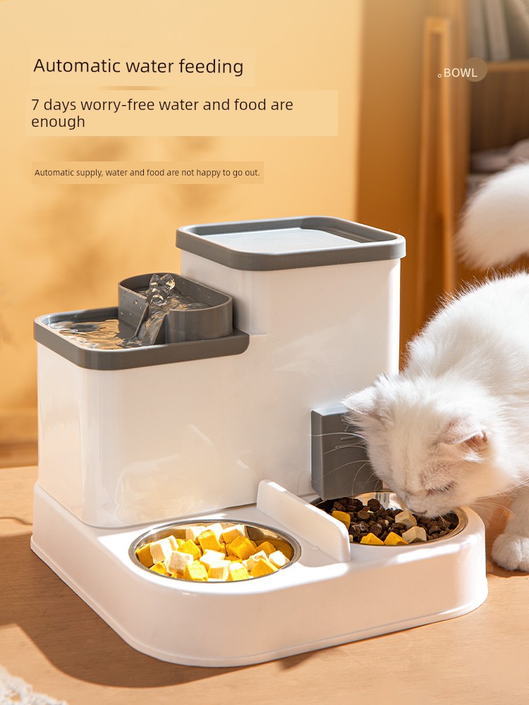 Cat Bowl Dog Bowl Cat Food Food Basin Double Bowl Drink Fountain Grain Bucket Water Bowl Integrated Protection Cervical Spine Pet Supplies
