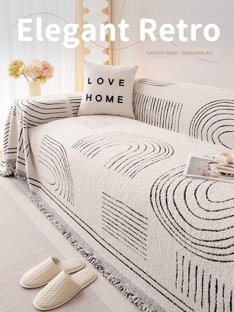 Fancy Accessible Luxury Ins Cream Sofa Towel Anti-Scratching Cover Cloth All Year Round Neutral Chenille Non Slip Sofa Cushion