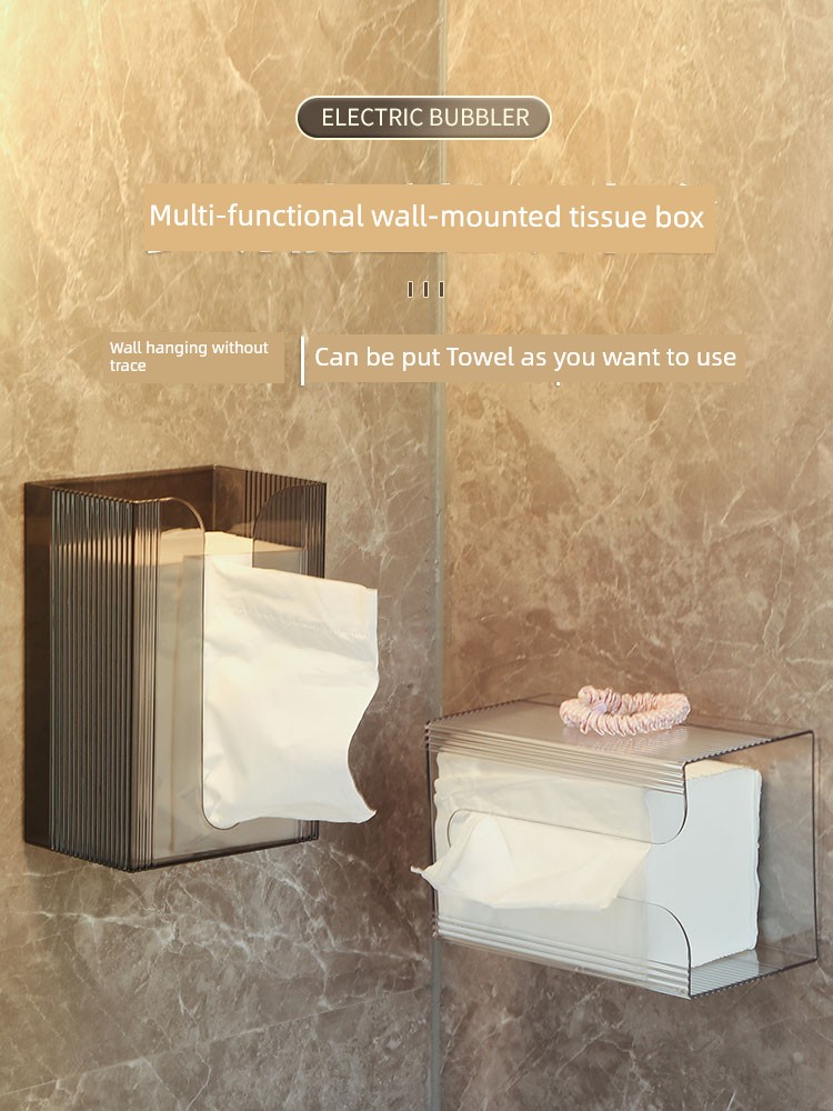 Tissue Box Wall-Mounted Tissue Box Household Face Cloth Storage Box Toilet Bathroom Kitchen Upside down Napkin Carton