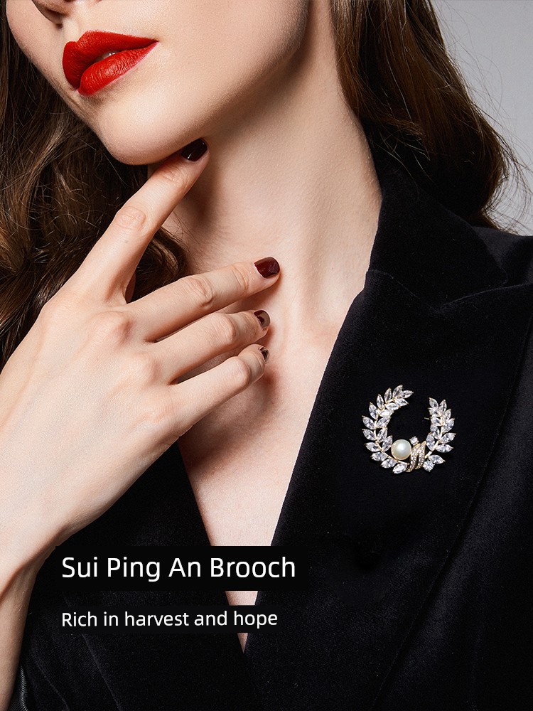 Jay Garland Pearl Brooch High-End Women's Luxury Elegant Corsage Elegant Pin Accessories Mom Birthday Gift