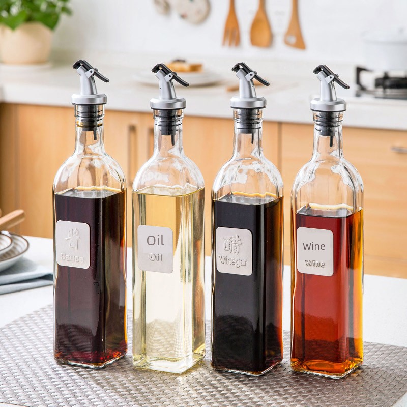 Jujiajia Kitchen Oiler For Home High Temperature Resistance Soy Sauce and Vinegar Glass Condiment Bottle Non-Oil-Stick Large Capacity Leak-Proof Oil Bottle
