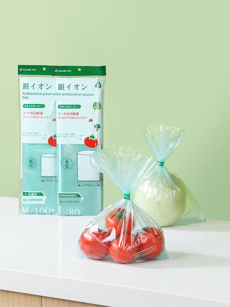 Qingqi Fresh-Keeping Bag Food Grade Household Refrigerator Special Disposable Plain Top Large Kitchen Packing Sealed Food Bag