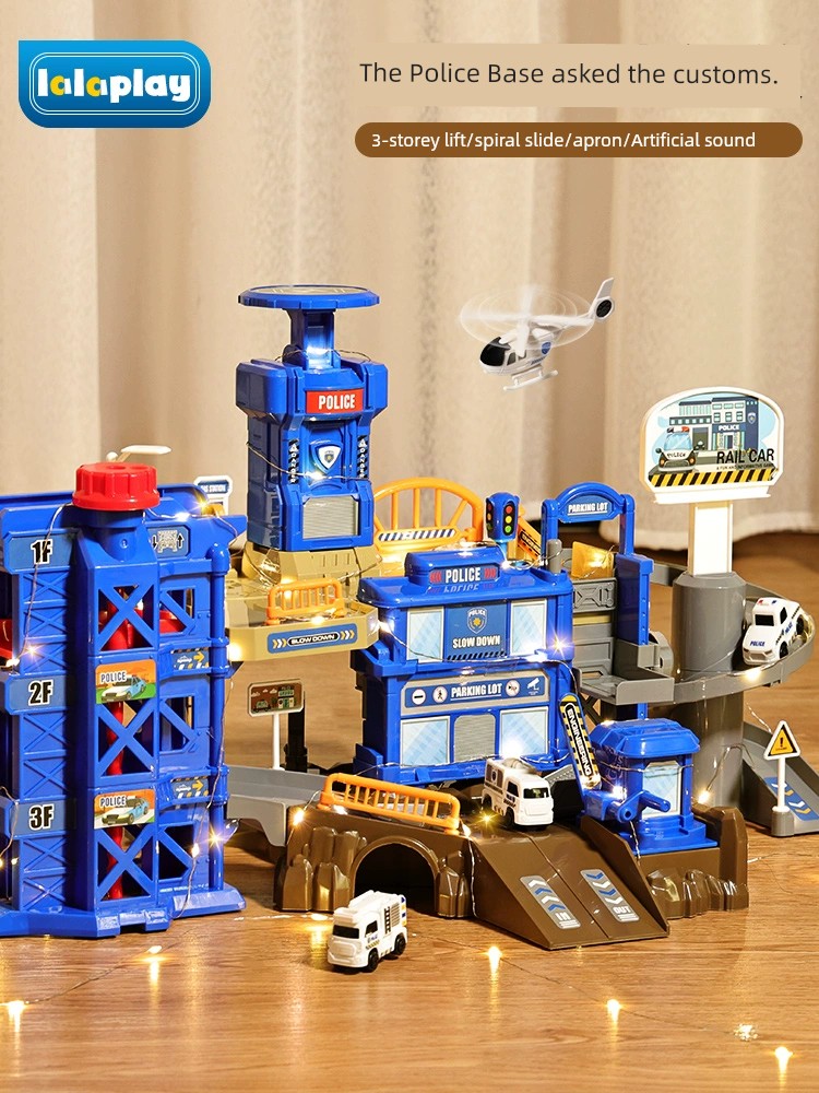 Rail Car Parking Lot Building Toy Car Car Police 3-4 Years Old Kids 6 Puzzle Boy Engineering Car Gift