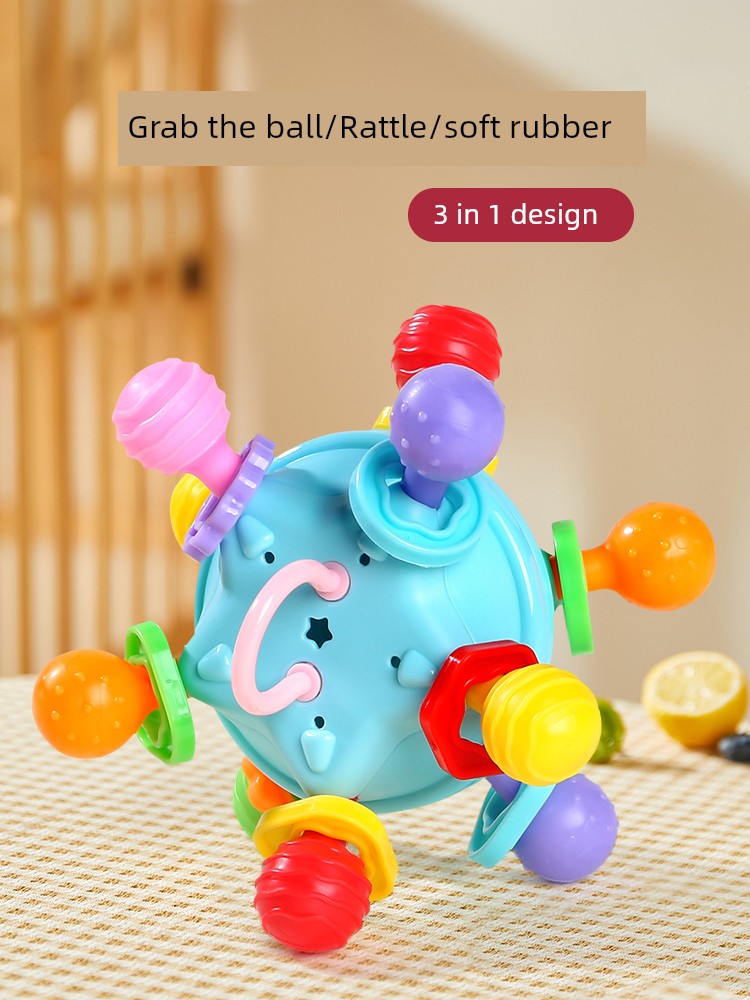 Manhattan Hand Ball Baby Toys 0-1 Years Old Early Childhood Education Baby 3 to 6 Months Grip Training 4 Grinding Teether