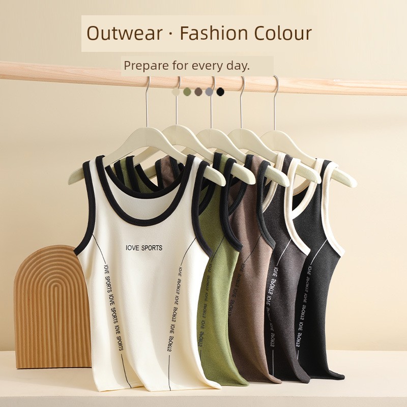 Winter Patchwork Contrast Color No Coaster Large Size Thermal Vest round Neck Cashmere Thickened plus Size Ultra Large Basic Intimates Female