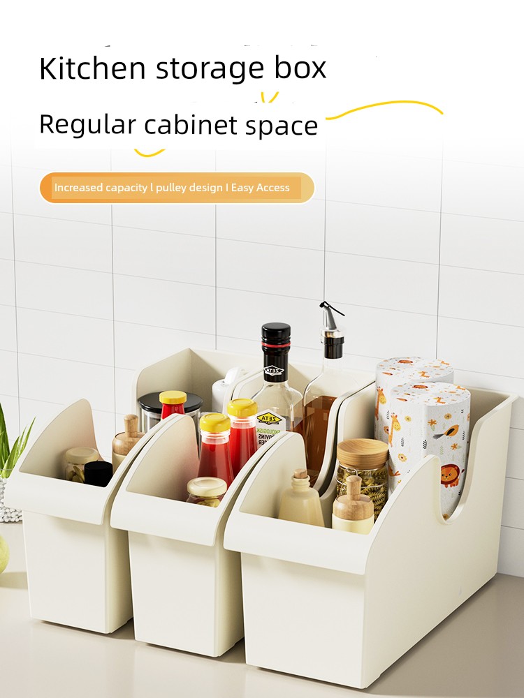 Kitchen Storage Box Pot Lid Rack Storage Rack Plastic Pot Seasoning Storage Rack Cabinet Storage Box Article Storage Shelf Mr
