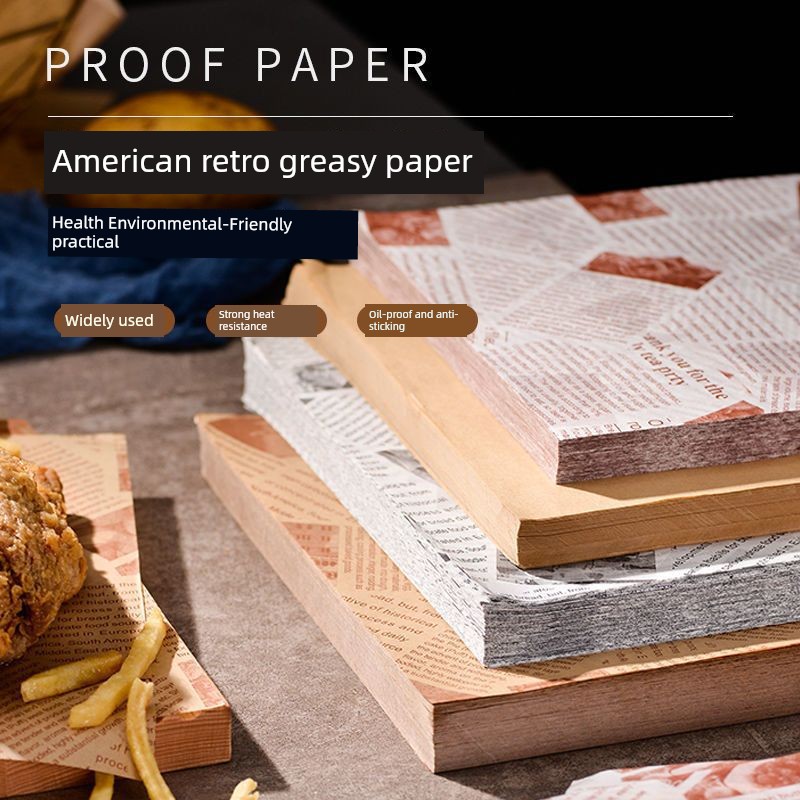 Food Grade Anti-Oil Paper Kitchen Baking Paper Sandwich Burger Wrapping Paper French Fries Oil Separation Paper Greaseproof Paper