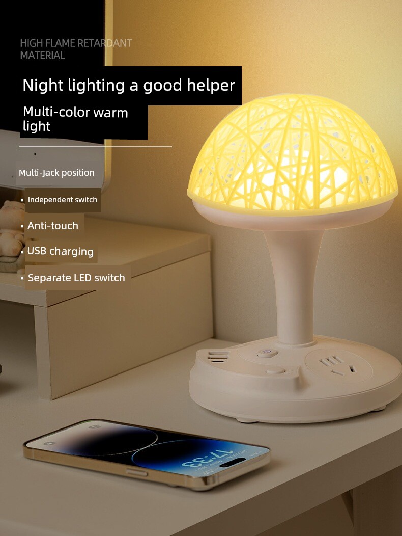 2024 New Arrival Multifunctional Voice Socket Integrated Table Lamp Bedroom Bedside Lamp Baby Feeding Eye Protection Small Night Lamp