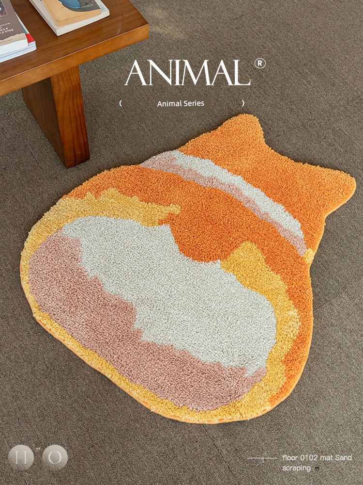 [Blue Roman] Cute Cartoon Carpet Living Room Cat Petting Sense Floor Mat Cloakroom Bedroom Kids Bedside Blanket