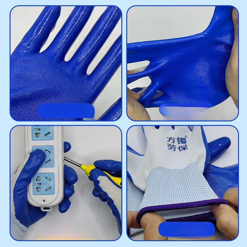 Labor Protection Wear-Resistant Nitrile Work Rubber Hanged Construction Site Gloves