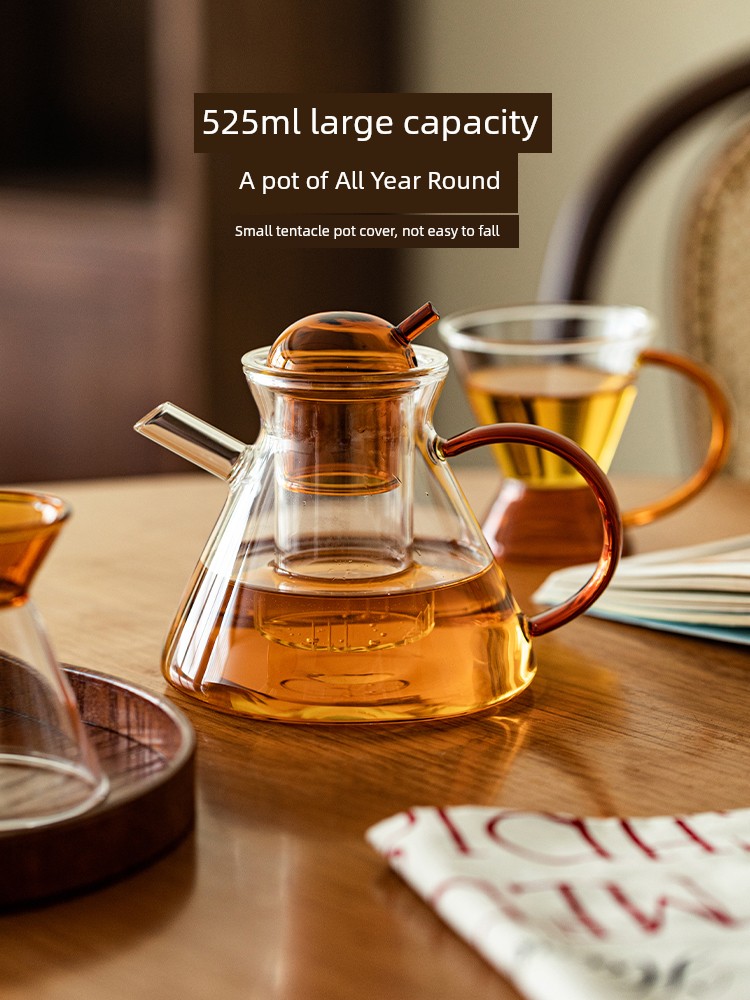 Modern Housewife Glass Teapot Tea Cup Personal Special Tea Set Suit For Home High Temperature Resistant Tea Water Separation Water Kettle