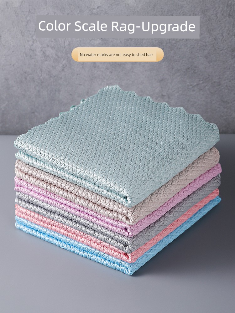 Scale Rag Window Cleaning Seamless Cloth Absorbent Lint-Free Oil-Free Kitchen Clean-Keeping Dedicated Rag Brush Bowl Towel