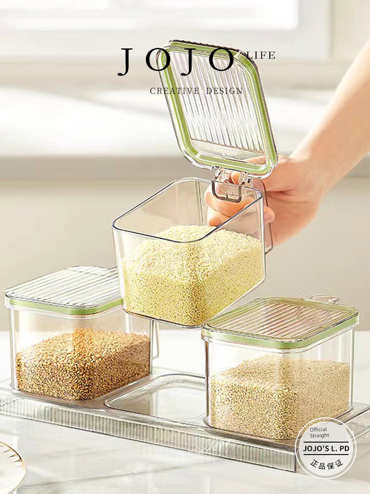 Jojo's L. Pd. Mr. Grocery. Household Sealed Seasoning Box Transparent Moisture-Proof Tank Oil Bottle Storage | Metal