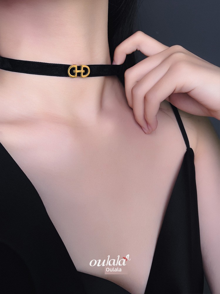 Short Neck Accessories Neck Band Black Leather Rope