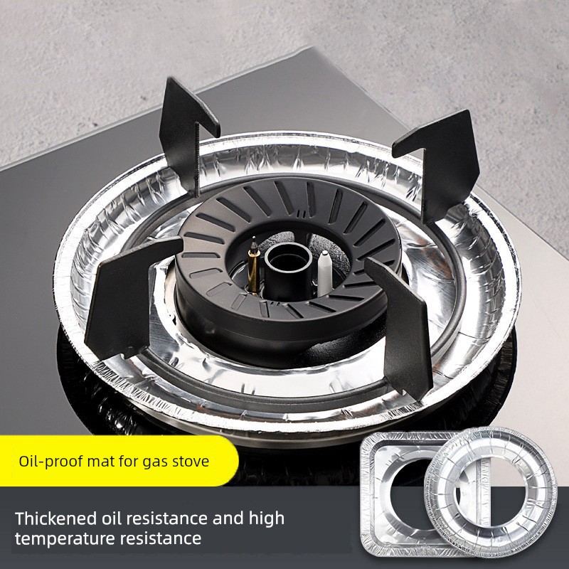 Oil-Proof Gas Cooker Pad Gas Stove Protective Pad High Temperature Resistant Kitchen Stove Thick Foil Circle Aluminized Paper Stove Mat