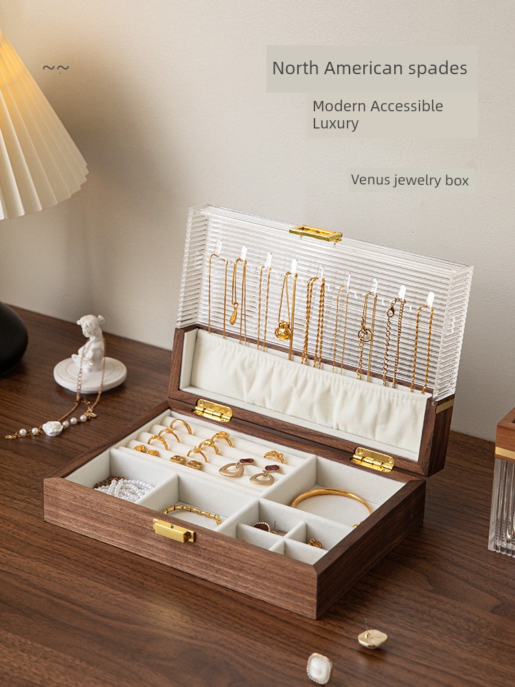 Scandinavian National Jewelry Box Storage Box High-Grade Exquisite Solid Wood Hand Jewelry Storage Box Storage Box Acrylic Necklace Box