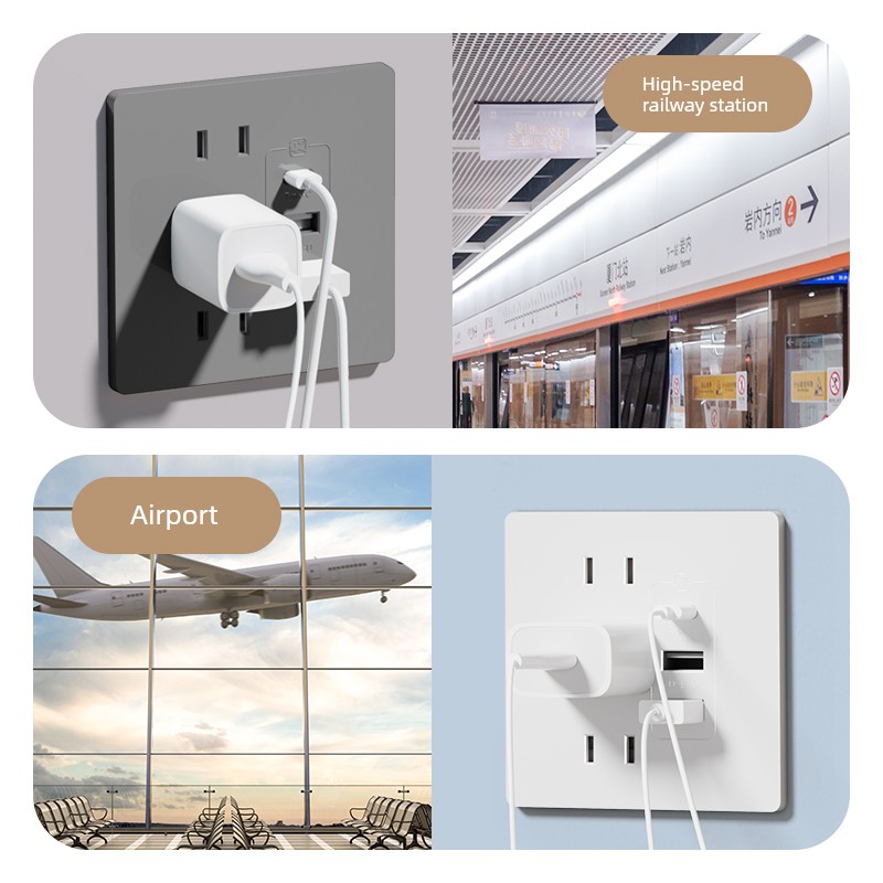International Electrician Six-Hole with Type-c Fast Charge 20W Wall Socket with Switch USB Interface Mobile Phone Charging For Home