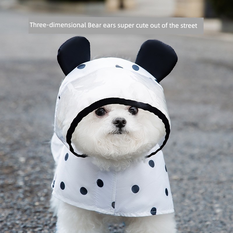 Raincoat Transparent Waterproof Clothing Rainy Season Rainy Day Creative Two Feet Traction Hippie Dog Small Size Dogs out Bear Cute