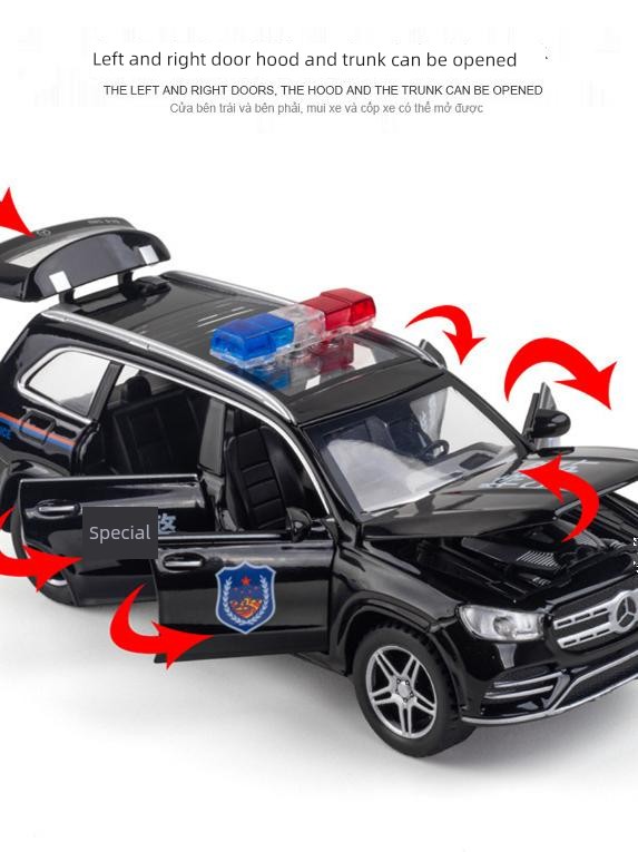 Large Alloy Police Car Kids Police Car Artificial Metal Car Model Sound and Light Open Door 3-6 Years Old 7 Boys Toy