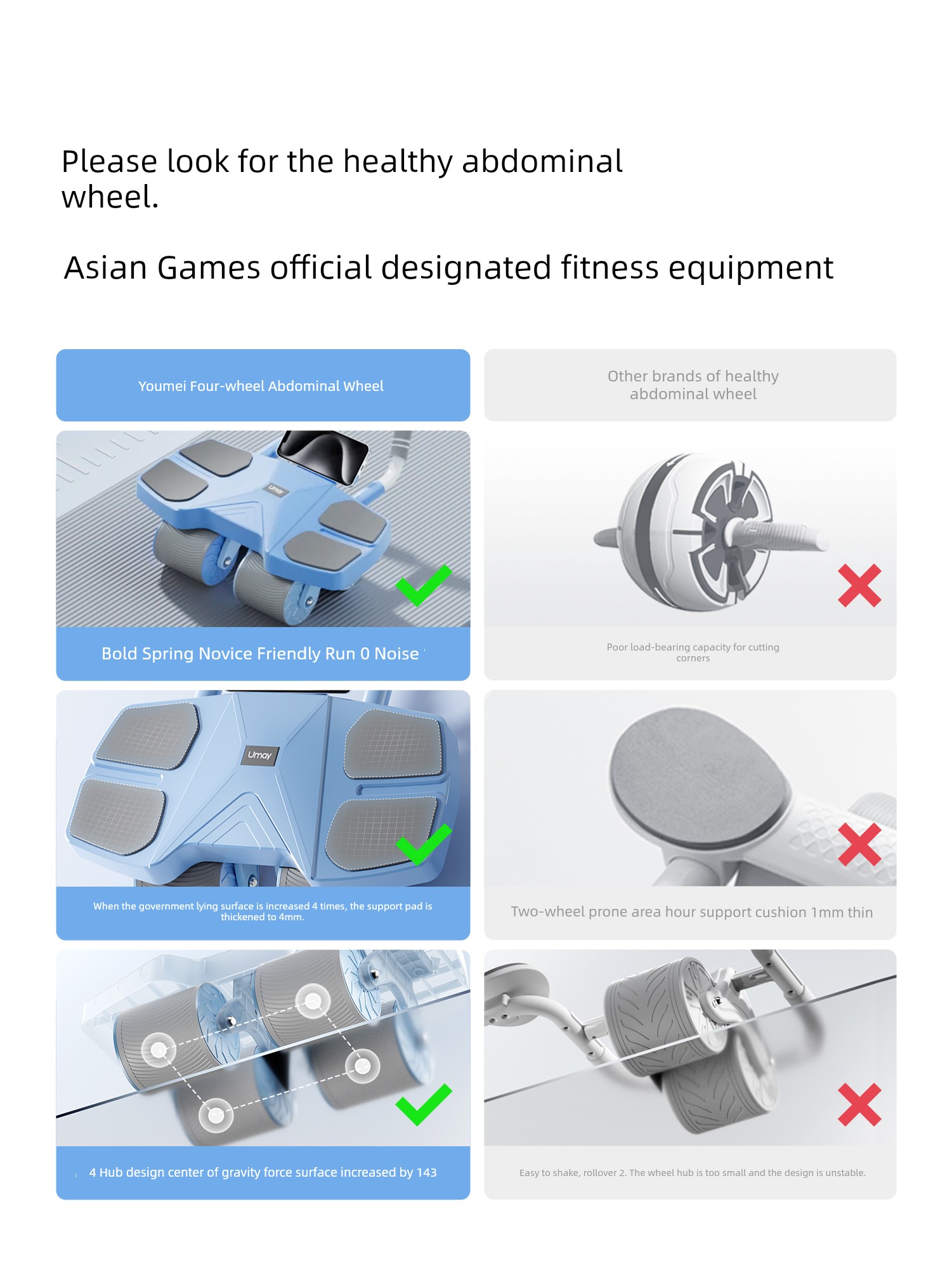 Yeejoo Boys and Girls Weight Loss Sports Equipment Abdominal Wheel