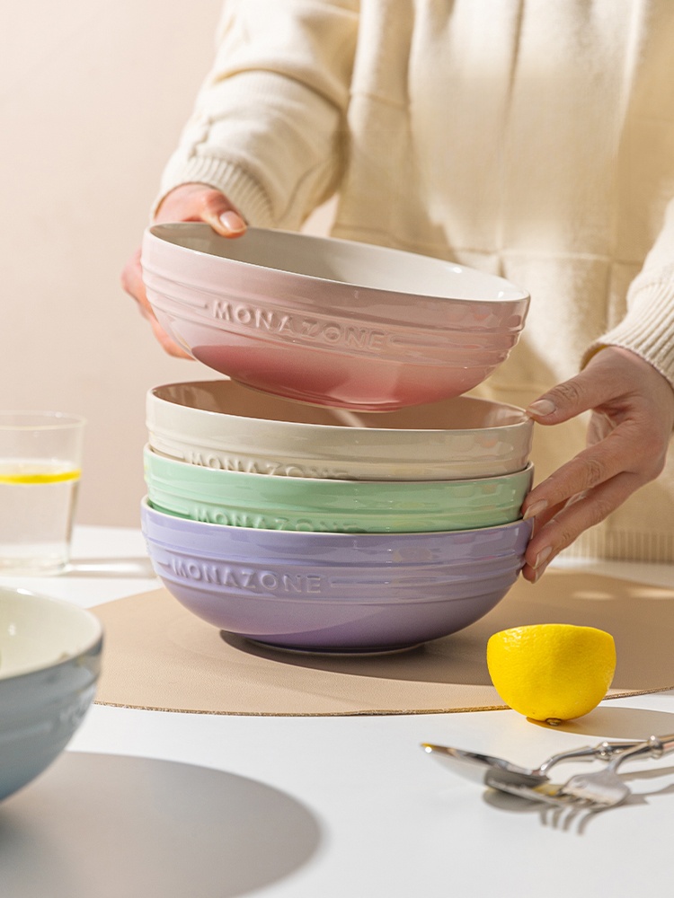 Modern Housewife Monazone Soup Bowl Large Size Good-looking Stoneware Tableware Large Noodle Bowl Home Instant Noodle Bowl Noodle Bowl