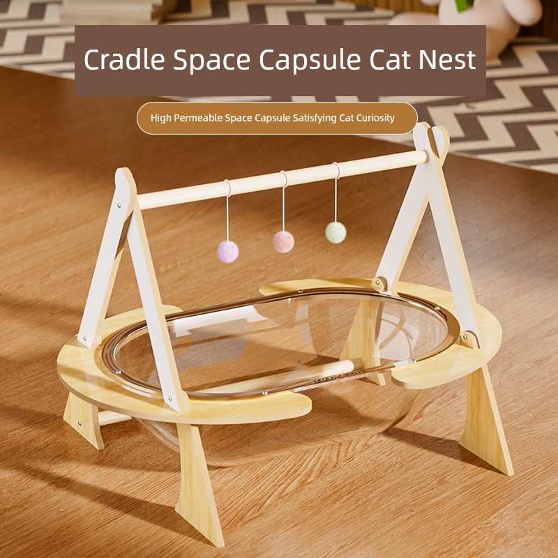 Cat Nest All Year Round Neutral Summer Cat Bed Acrylic Space Capsule Summer Cat Sleeping Nest Semi-Enclosed Kittens Hammock