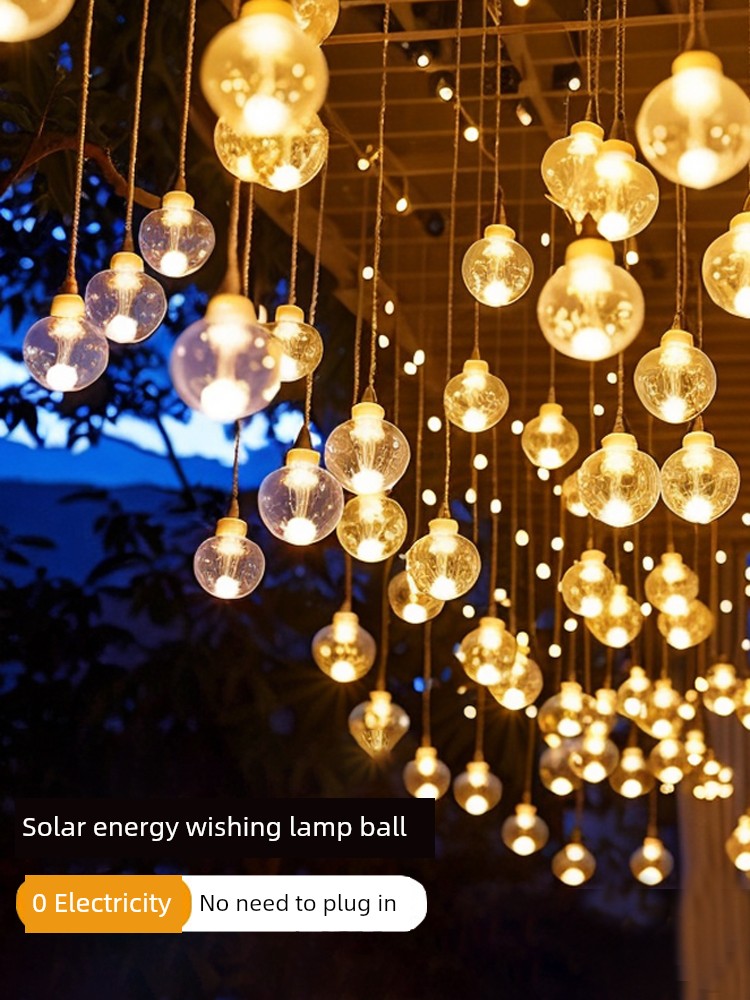 Solar Outdoor Waterproof String LED Colored Lamp Courtyard Roof Balcony Layout Starry Ball Decorative Lights