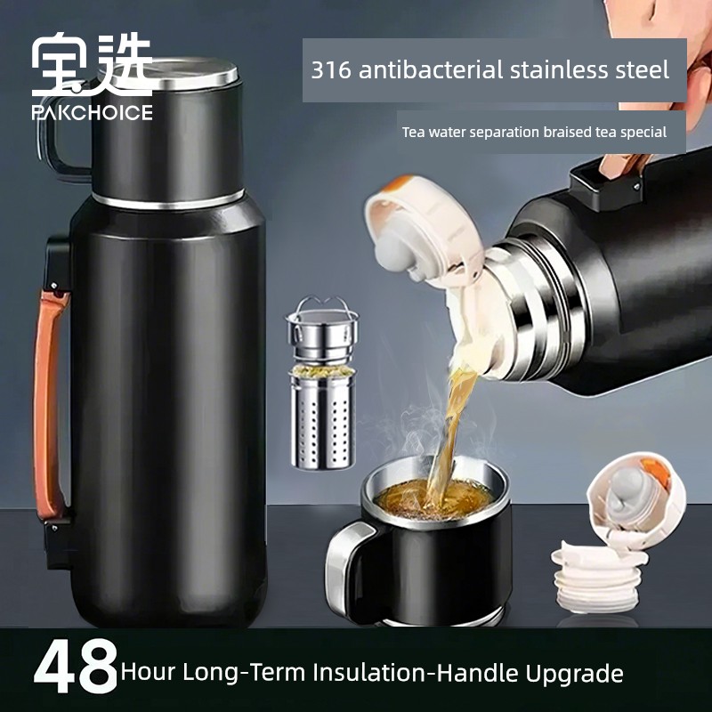 Baoxuan Vacuum Cup Men's 2024 New Arrival Large Capacity Tea Water Separation Cup 316L Stainless Steel Tea Cup Water Cup