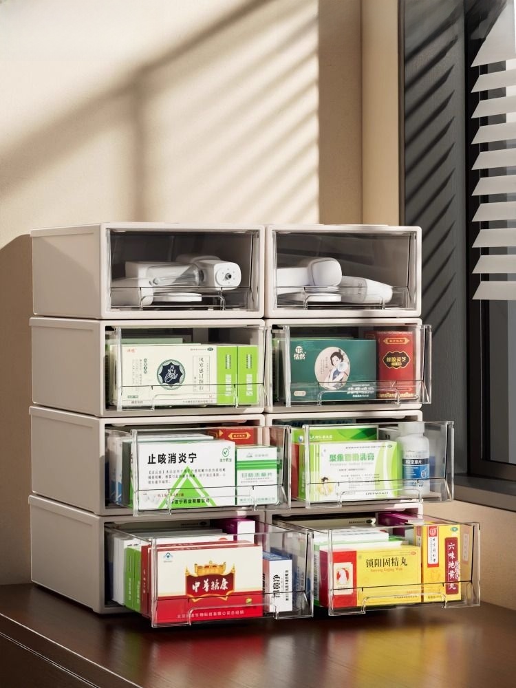 Transparent For Home Office Storage Sundries Rectangular Medicine Box