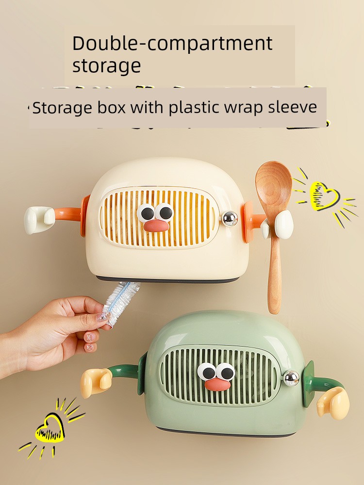 Wall-Mounted Plastic Wrap Storage Box Disposable Punch-Free Home Tool Kitchen Multi-Functional Removable Fresh Bag Boxes