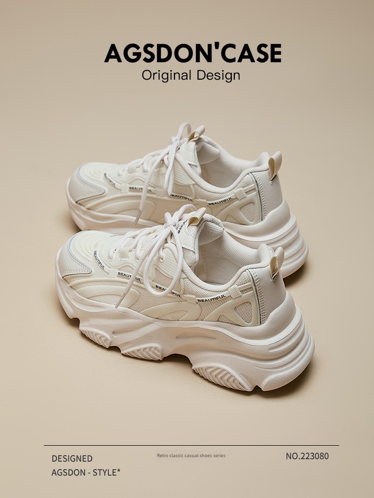 Augusto Thick Sole Increased Dad Shoes Women's 2024 New Autumn Small Sneaker Lightweight Hiking Shoes