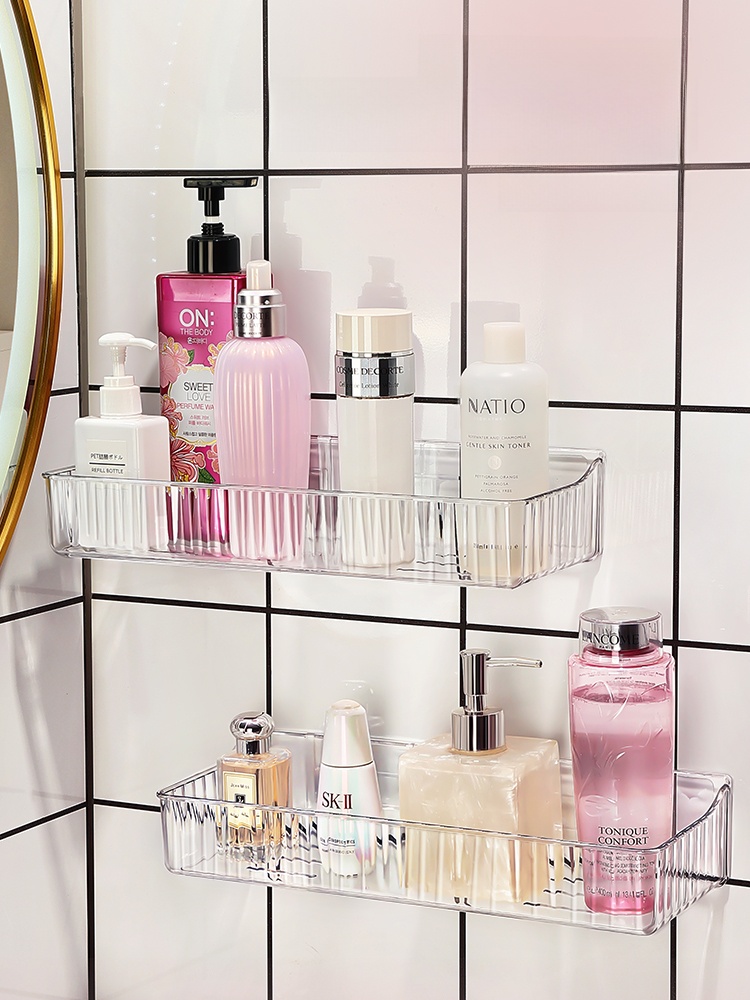 Punch-Free Mirror Cabinet Front Storage Wall Bathroom Shelf