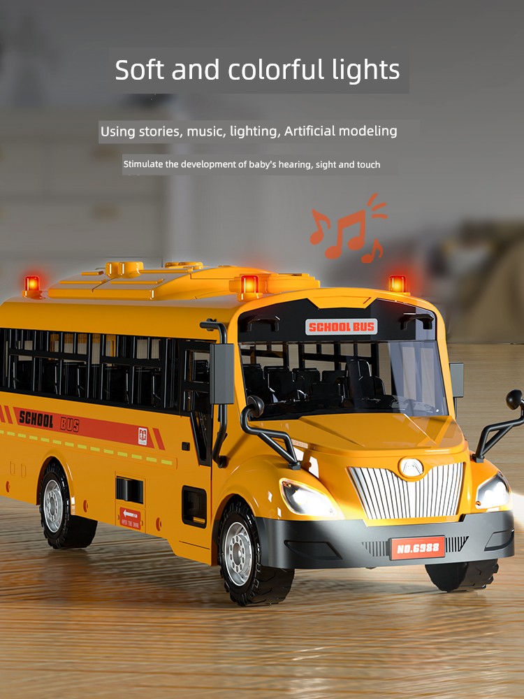 Kids School Bus Toy Model Artificial Bus Large School Bus Baby Boy Inertia Car 2-3 Years Old 4