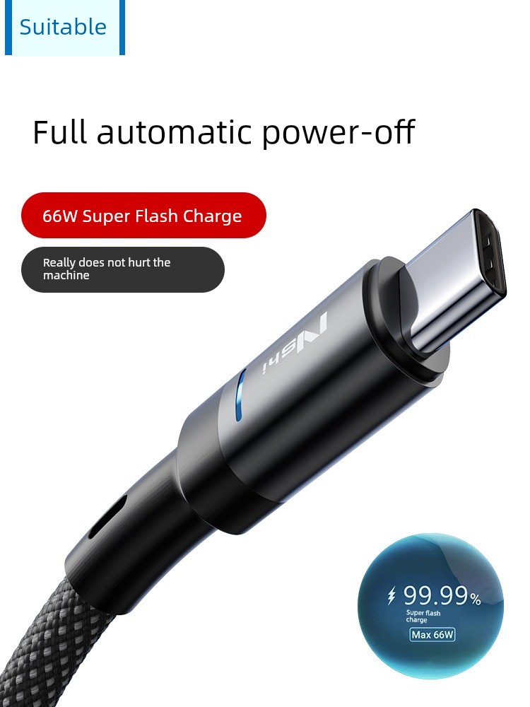 [Full Automatic Power off] Suitable for Honor 50pro Charging Cable 100W Fast Charge 50se Android Typec Cable 8x70 Data Cable 30 Super 20 Flash Charge Magic4 Long X10/6A