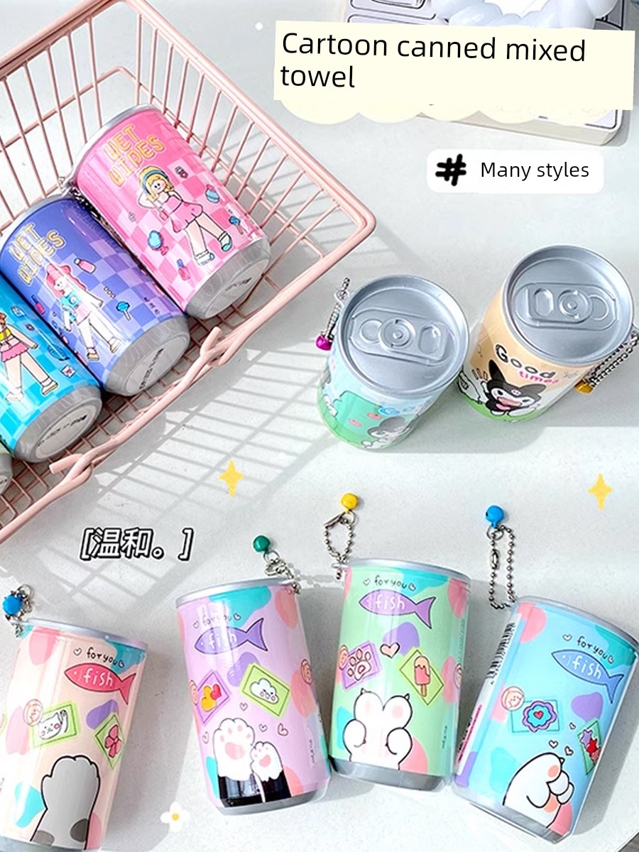 Portable Cartoon Canned Wipes Bottled Wet Wipes Wipe Cleaning Facial Tissue Water Toner Tissue Carry-on When Going out