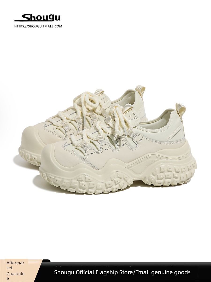 Shougu Women's Shoes 2025 Spring & Fall New Arrival Platform Shoes Thick Sole Small Dad Shoes Women's Outdoor Elevator Wild Casual Shoes