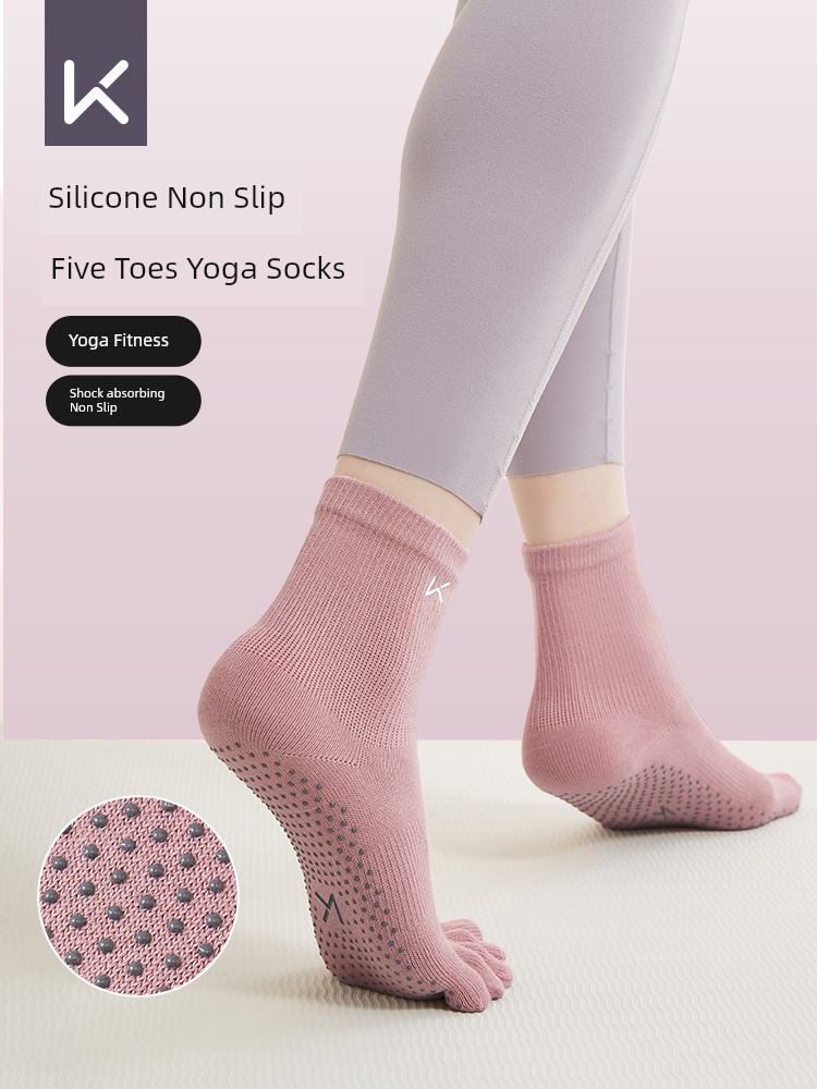 Keep Yoga Socks Women's New Arrival Fall and Winter Professional Non Slip Silicone Indoor Fitness Five Finger Pilates Socks Sports Socks