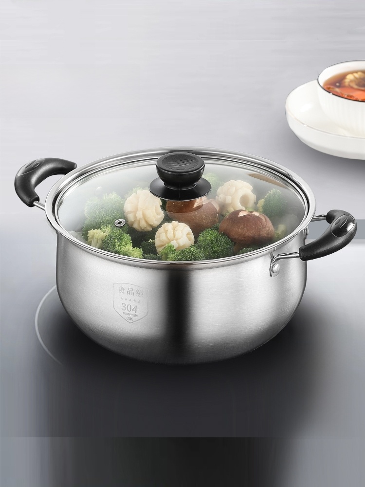 Soup Pot 304 Stainless Steel Thickened Binaural For Home Cooking Instant Noodles Small Pot Steamer Special Gas Induction Cooker Stew-Pan