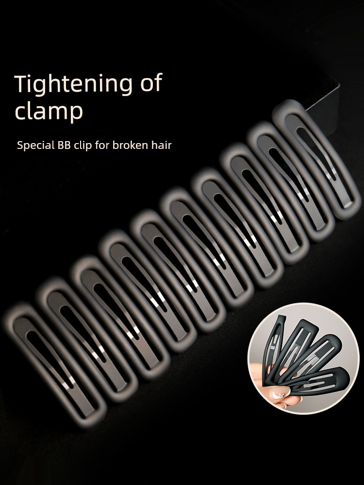 Black Frosted Hair Clip Female Back Head Broken Hair Organize Fantastic Word Hairpin Side Bang Clip BB Clip Hairware