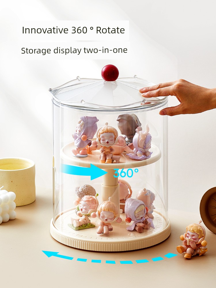 Spinning Lift Blind Box Display Stand Storage Acrylic Dustproof Building Blocks Toy Garage Kit Display Cabinet For Home Display Box