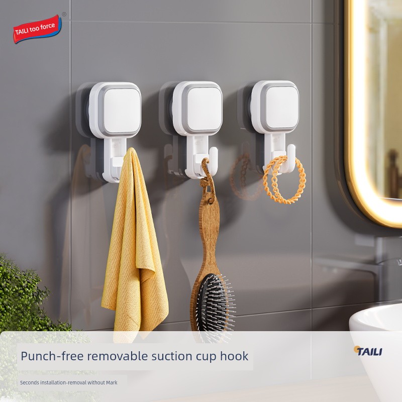 Taili Suction Cup Hook Punch-Free Strong Load-Bearing without Trace Vacuum Holding Clothes Door Back Bathroom Bathroom Towels Sticky Hook