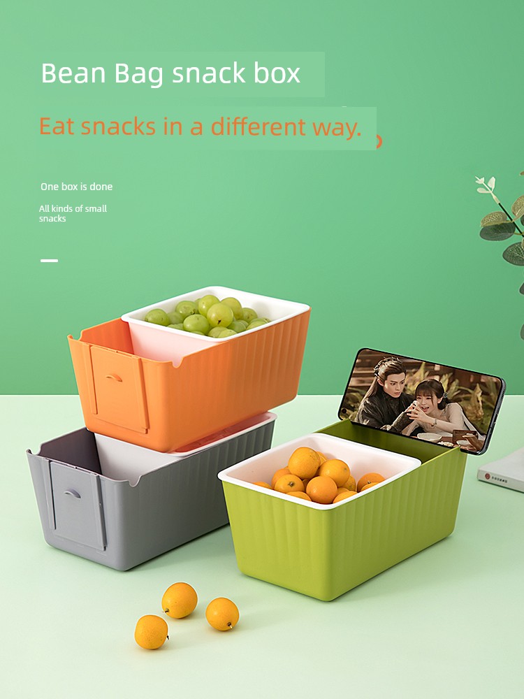 Jujiajia Bean Bag Double Deck Fruit Plate Drain Basket For Home Candy Snack Storage Tray Eating Seed Box Handy Gadget