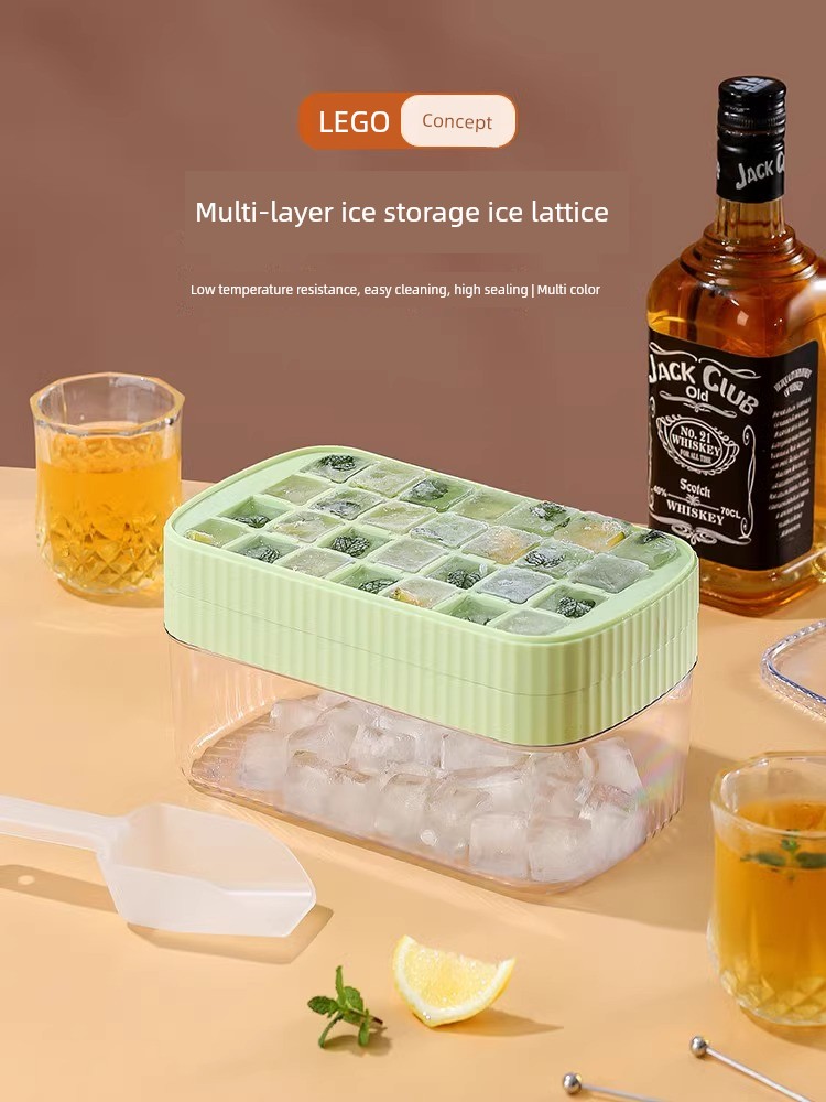 Silicone Ice Cube Mold For Home Refrigerator Ice Cube Box Ice Tray with Lid Food Grade Ice Cream Storage Box Ice Handy Gadget