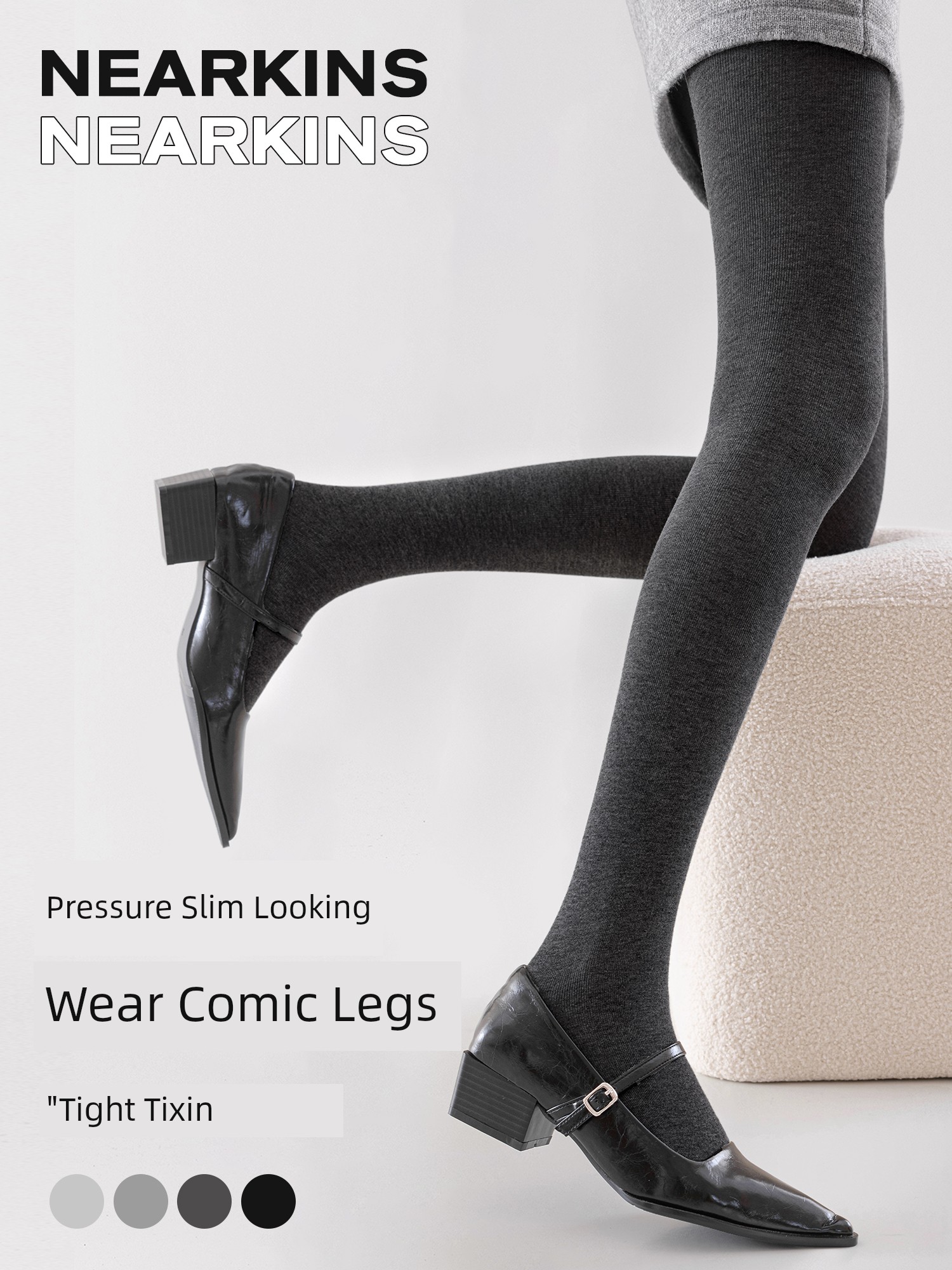 Dark Gray Pantyhose Women Pressure Skinny Leg Outer Wear Autumn and Winter Fleece-lined Thickened Black Silk Warm Gray Leggings Socks