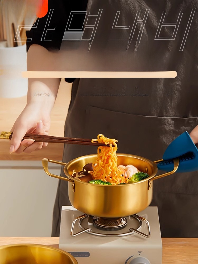 Stainless Steel Binaural Dedicated Korean Style Induction Cooker Instant Noodle Pot