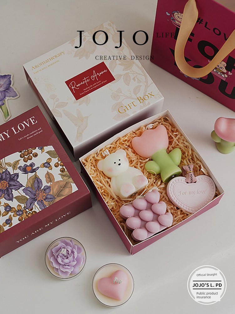Jojo's L. Pd. Mr. Grocery. Mother's Day Small Gift Box Fancy Aromatherapy Candle | Square
