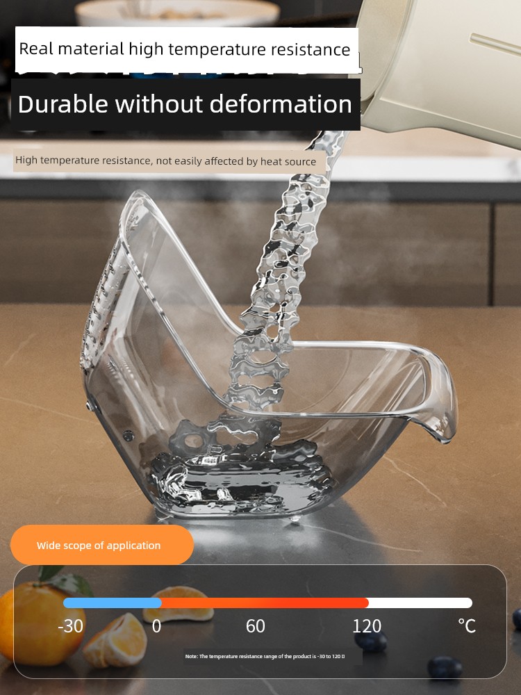 Multi-Functional Transparent Rice Washing Basket For Home Vegetable and Fruit Cleaning Drain Basket Living Room Large Capacity Fruit Basket Washing Fruit Basin
