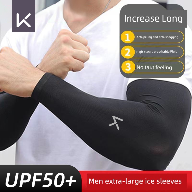 Keep Men plus Size Sun Protection Ice Sleeve Extra Large Widened Summer Outdoor UV-Proof Thin Loose Viscose Fiber Oversleeve