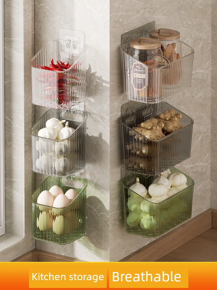 Kitchen Onion Ginger Garlic Storage Basket Storage Rack Bathroom Hanging Basket Hanging Basket Bathroom Wall Plastic Storage Basket Storage Box