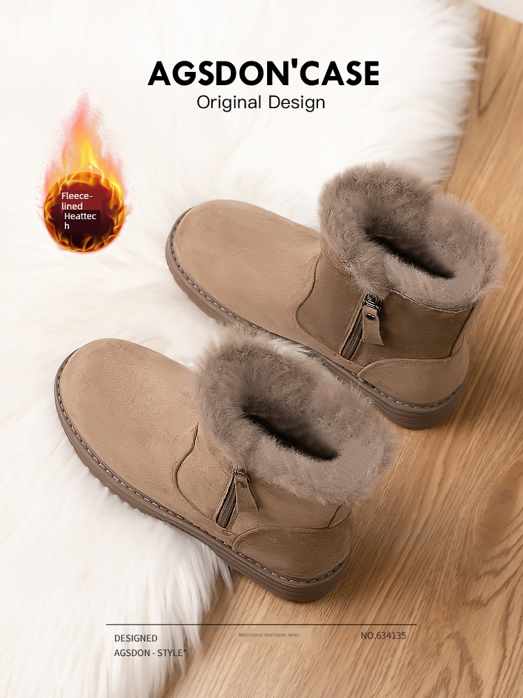 Augusto Snow Boots Women Winter 2024 New Thick Bottom Tube Large Cotton-padded Shoes Northeast Warm Short Tube Waterproof and Slippery